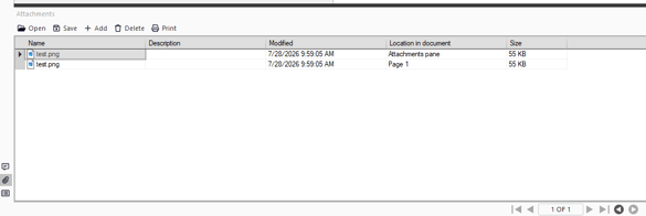 Attachments pane