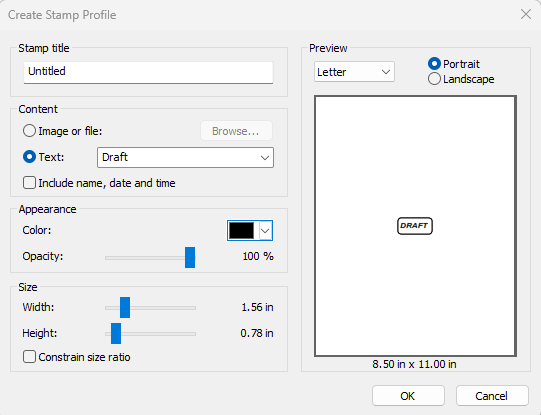 Create new stamp profile