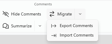 Export and Import Comments