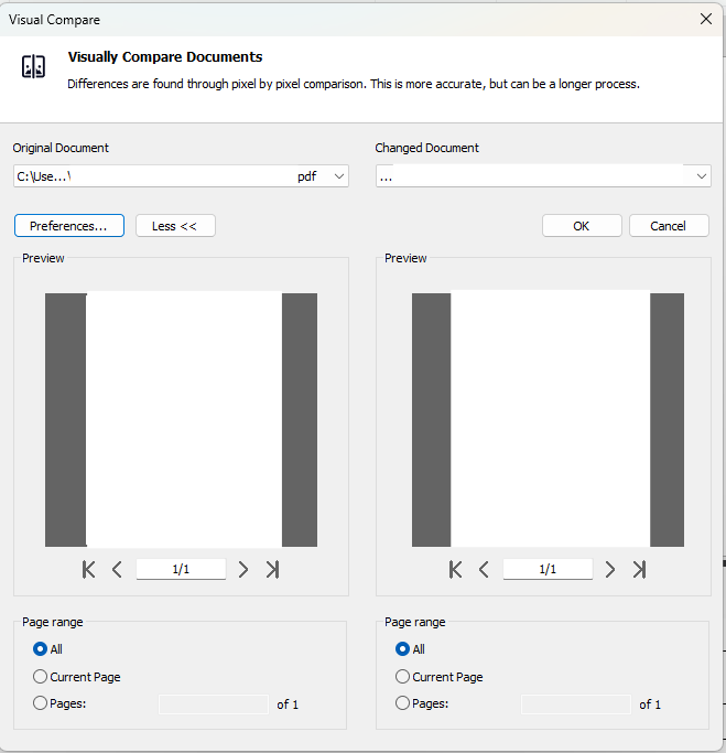 Visually Compare Documents Preferences