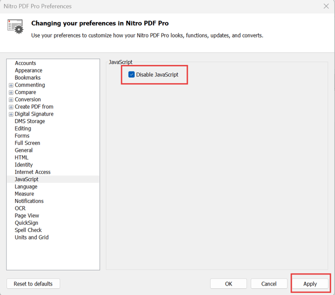disable javascript option 1
